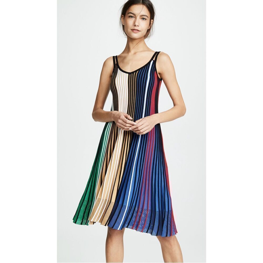 KENZO Vertical‎ Ribs Sleeveless Dress Multicolor Size XS